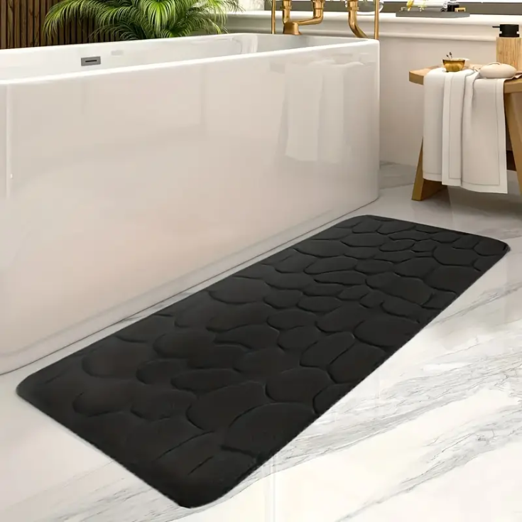 Long Black Pebble Bath Mat - ComforTapis