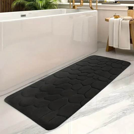 Long Black Pebble Bath Mat - ComforTapis