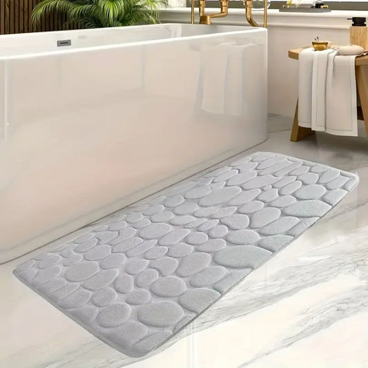 Long Grey Pebble Bath Mat - ComforTapis